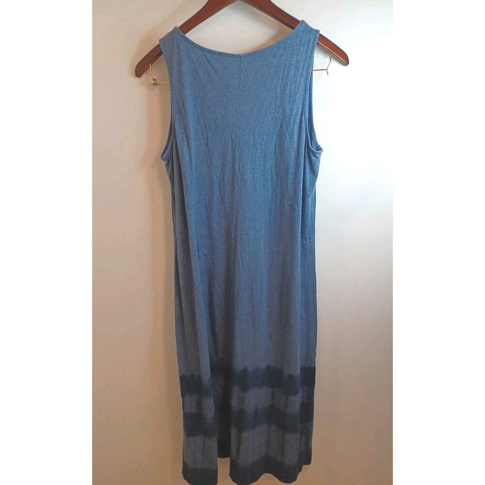 Pure J. Jill Tie Dyed Maxi Dress M Petite Blue Sleeveless Pullover Tank V Neck - Picture 2 of 9